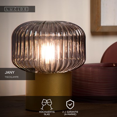 Lucide JANY - Tischlampe - Ø 16 cm - 1xE14 - Mattes Gold / Messing